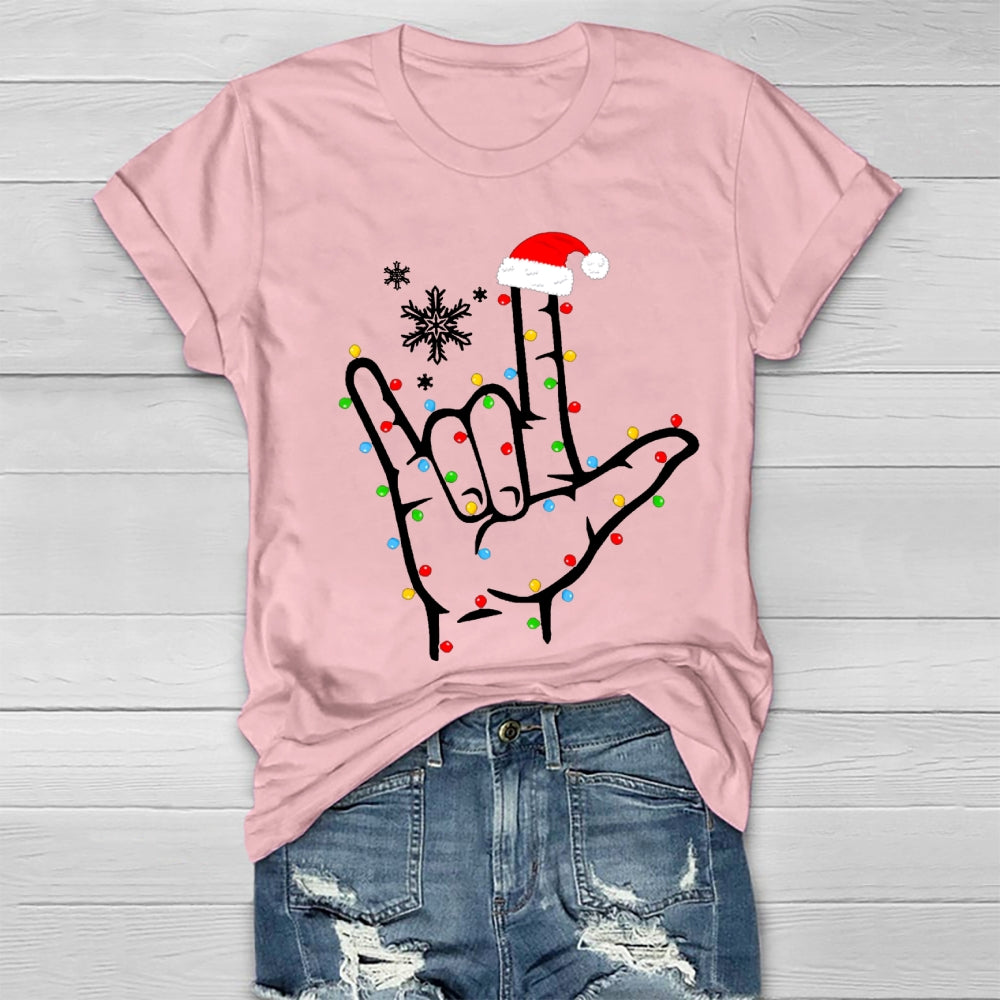 Sign Language Snowflakes And Christmas Lights Healthwear T-shirt
