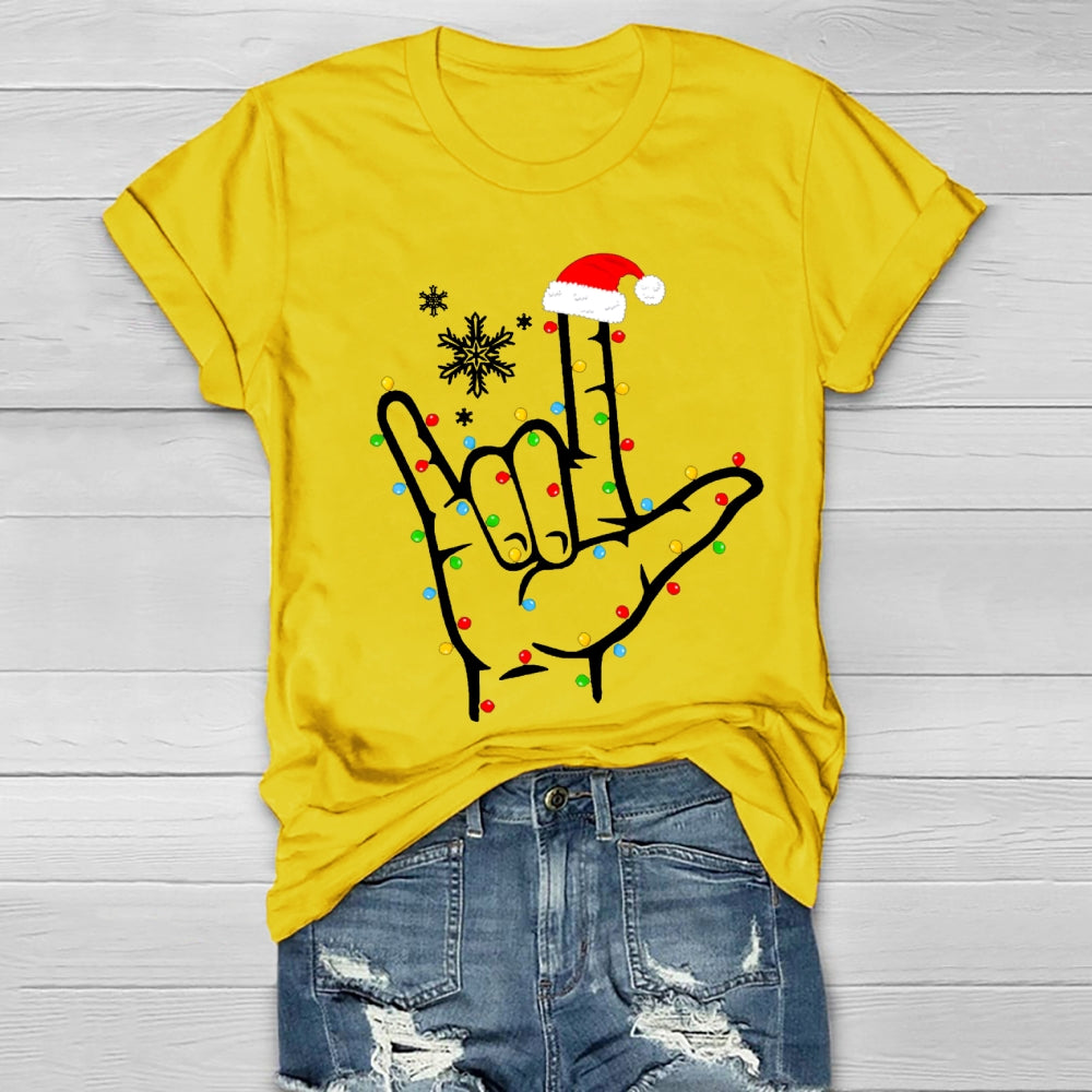 Sign Language Snowflakes And Christmas Lights Healthwear T-shirt