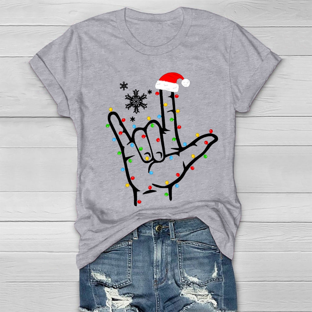 Sign Language Snowflakes And Christmas Lights Healthwear T-shirt