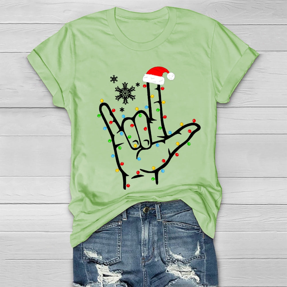 Sign Language Snowflakes And Christmas Lights Healthwear T-shirt