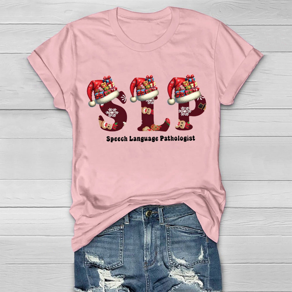 Christmas SLP Speech Language Pathologist Healthwear T-shirt