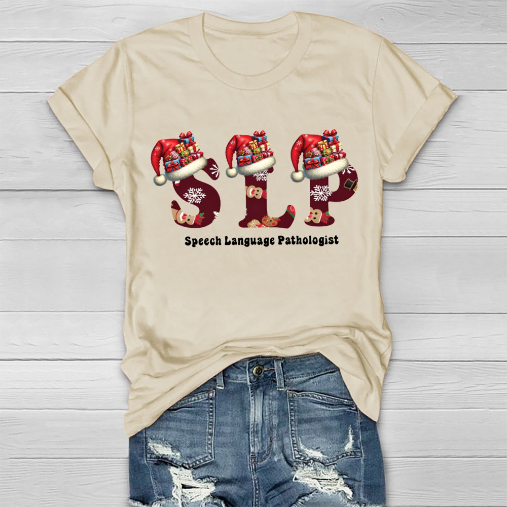 Christmas SLP Speech Language Pathologist Healthwear T-shirt