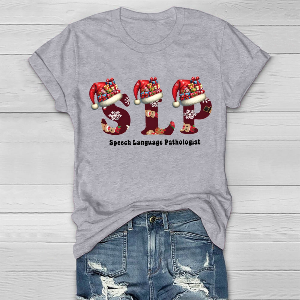 Christmas SLP Speech Language Pathologist Healthwear T-shirt