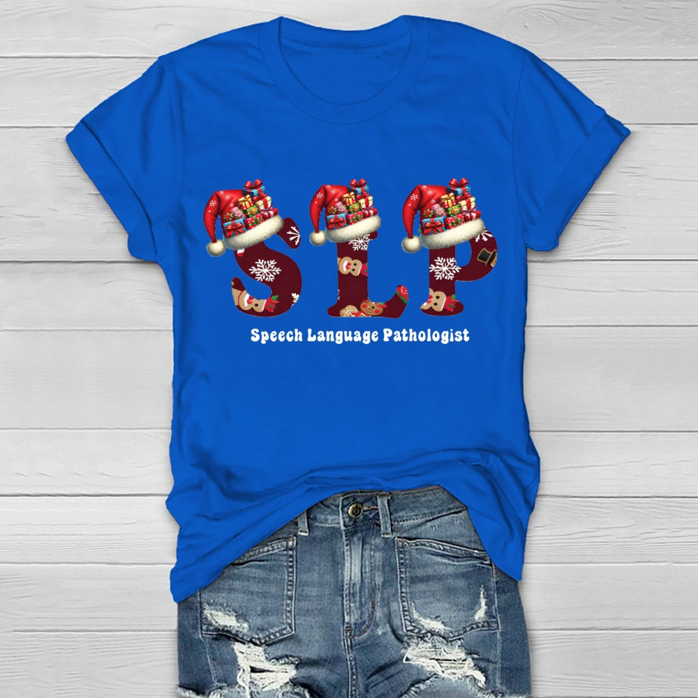 Christmas SLP Speech Language Pathologist Healthwear T-shirt