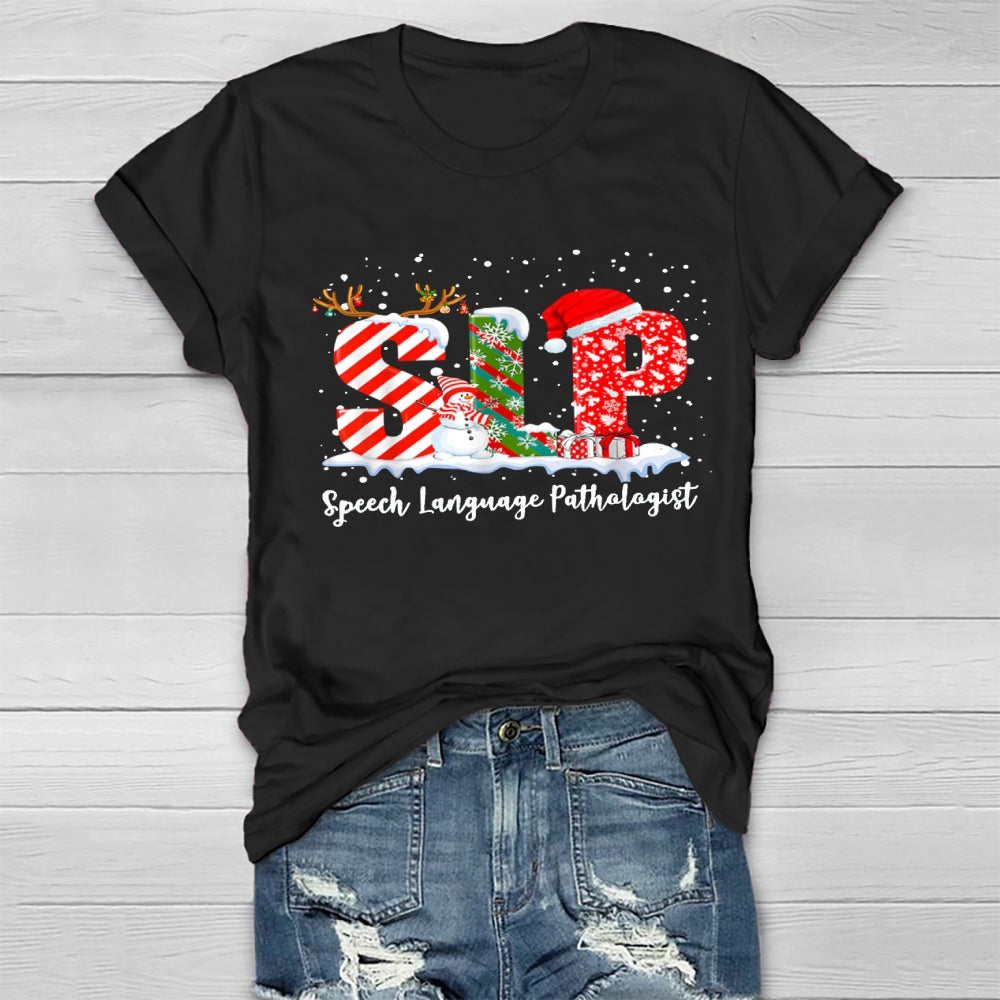 SLP Speech Language Pathologist Christmas Healthwear T-shirt