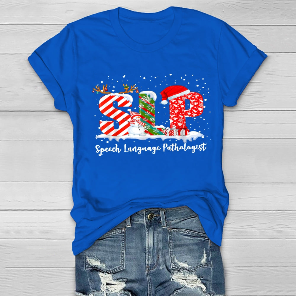 SLP Speech Language Pathologist Christmas Healthwear T-shirt