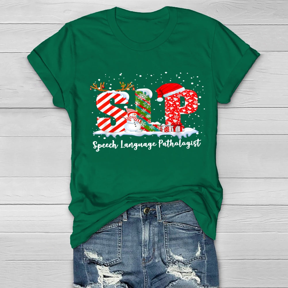 SLP Speech Language Pathologist Christmas Healthwear T-shirt