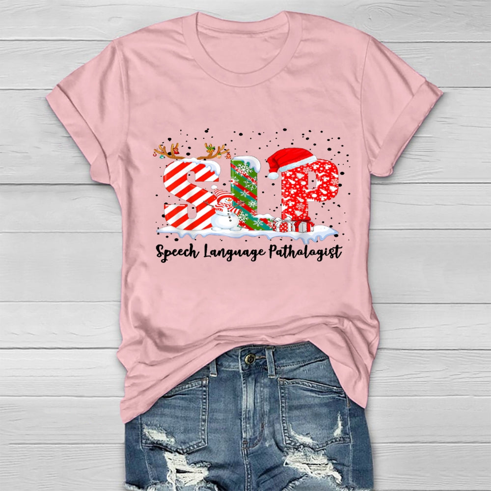 SLP Speech Language Pathologist Christmas Healthwear T-shirt