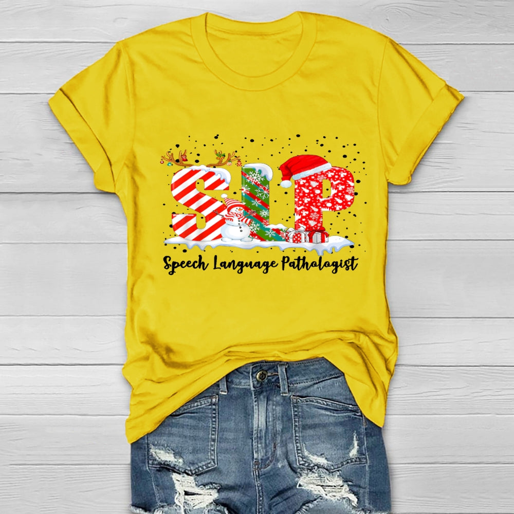 SLP Speech Language Pathologist Christmas Healthwear T-shirt