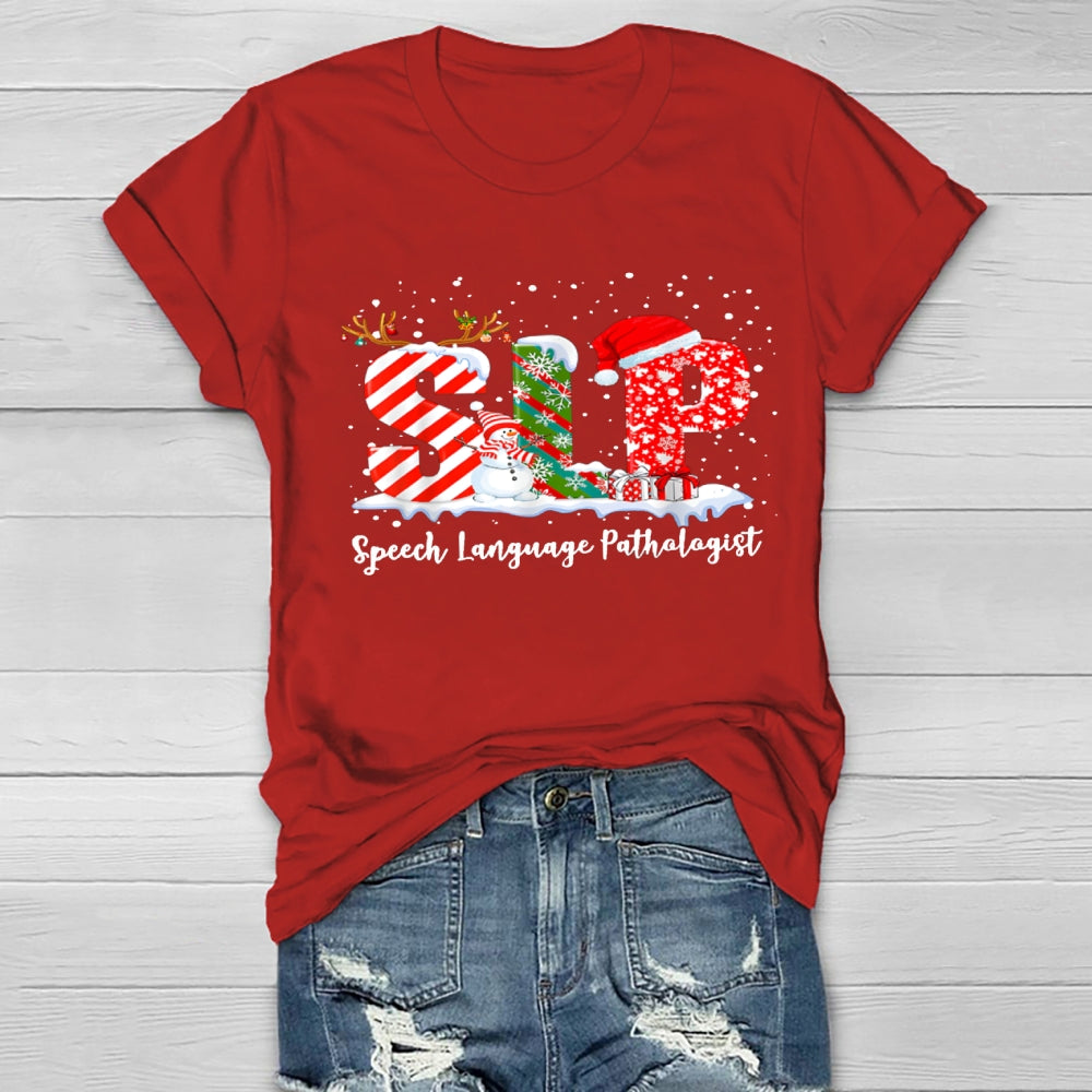 SLP Speech Language Pathologist Christmas Healthwear T-shirt