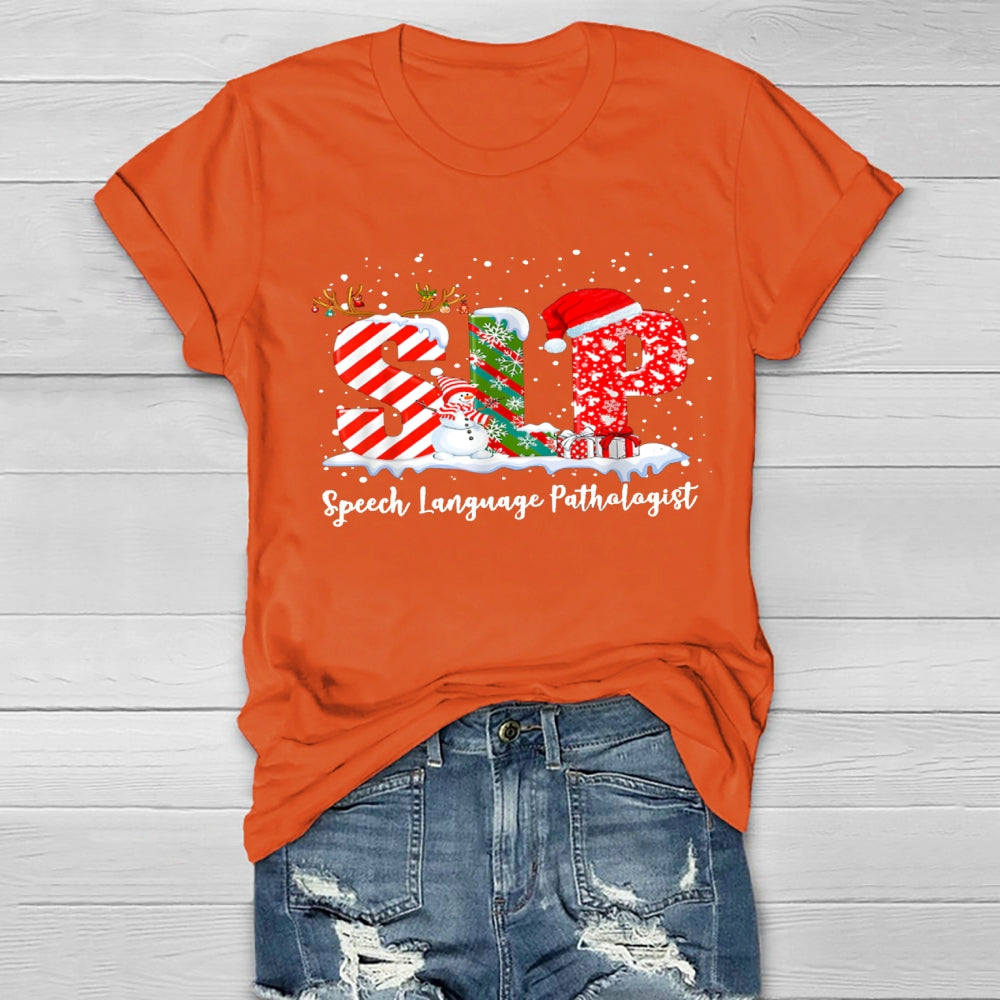 SLP Speech Language Pathologist Christmas Healthwear T-shirt