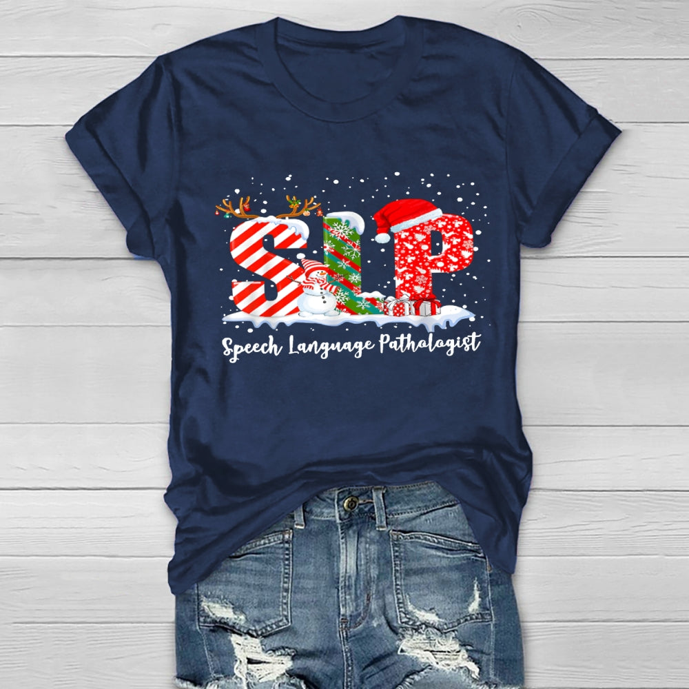 SLP Speech Language Pathologist Christmas Healthwear T-shirt