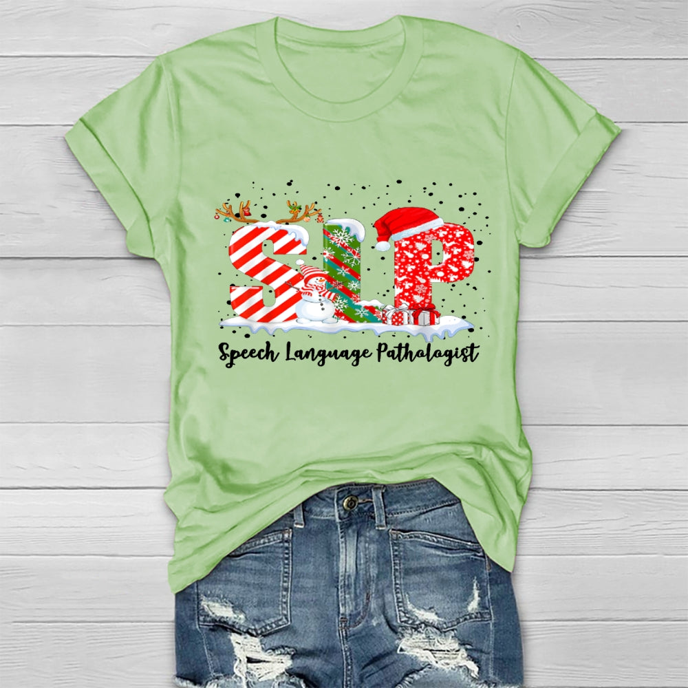 SLP Speech Language Pathologist Christmas Healthwear T-shirt