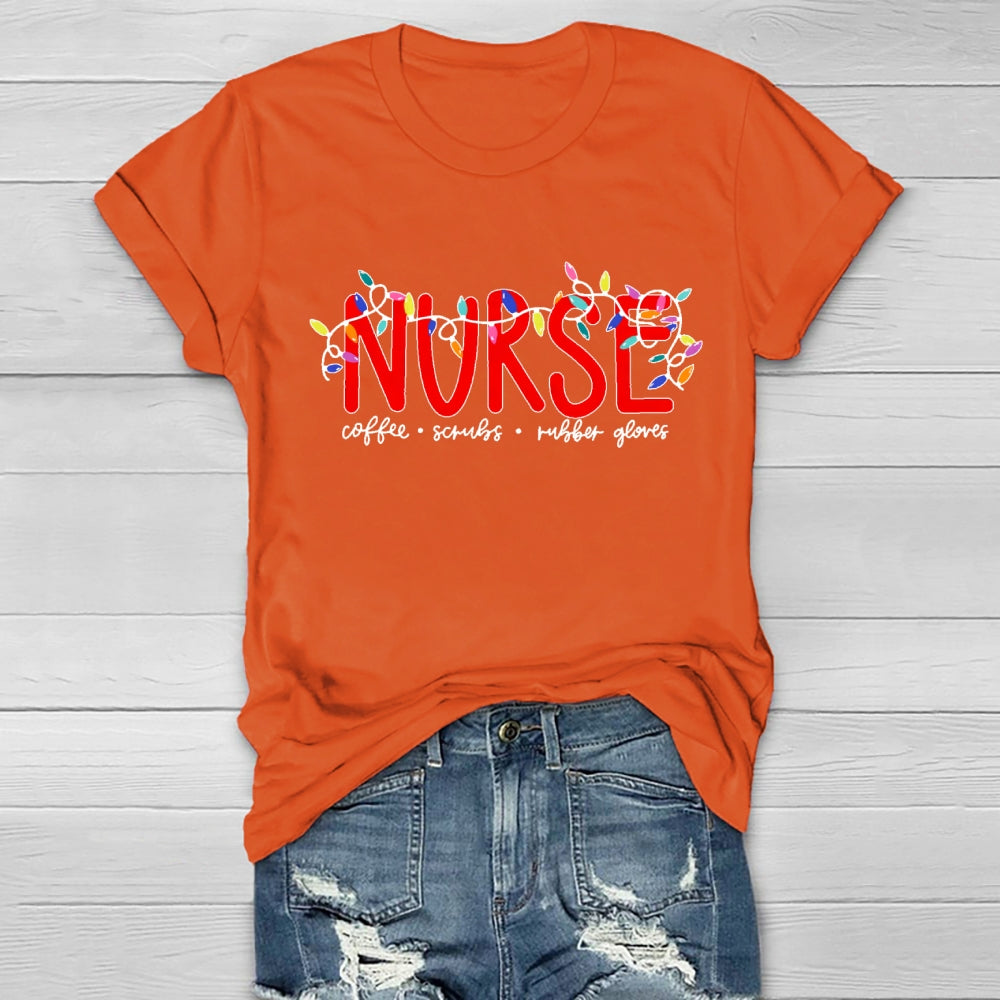 Nurse Christmas Coffee Scrubs Rubber Gloves Healthwear T-shirt