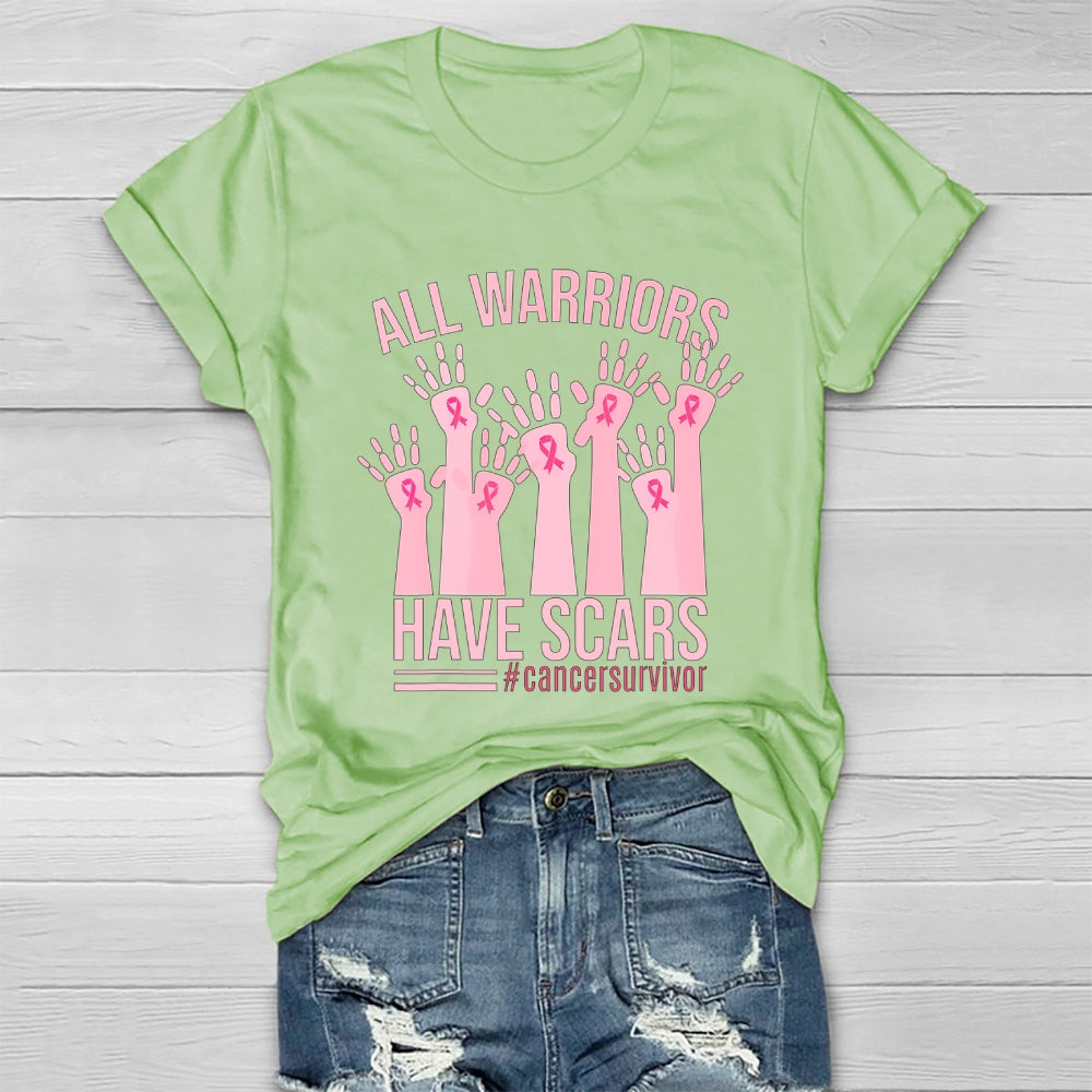 All Warriors Have Scars Cancer Survivor  Healthwear T-shirt