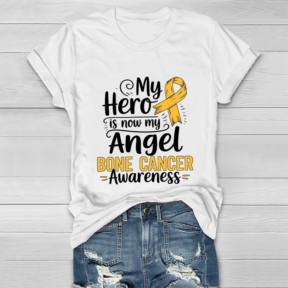 My Hero Is Now My Angel Bone Cancer Awareness Healthwear T-shirt
