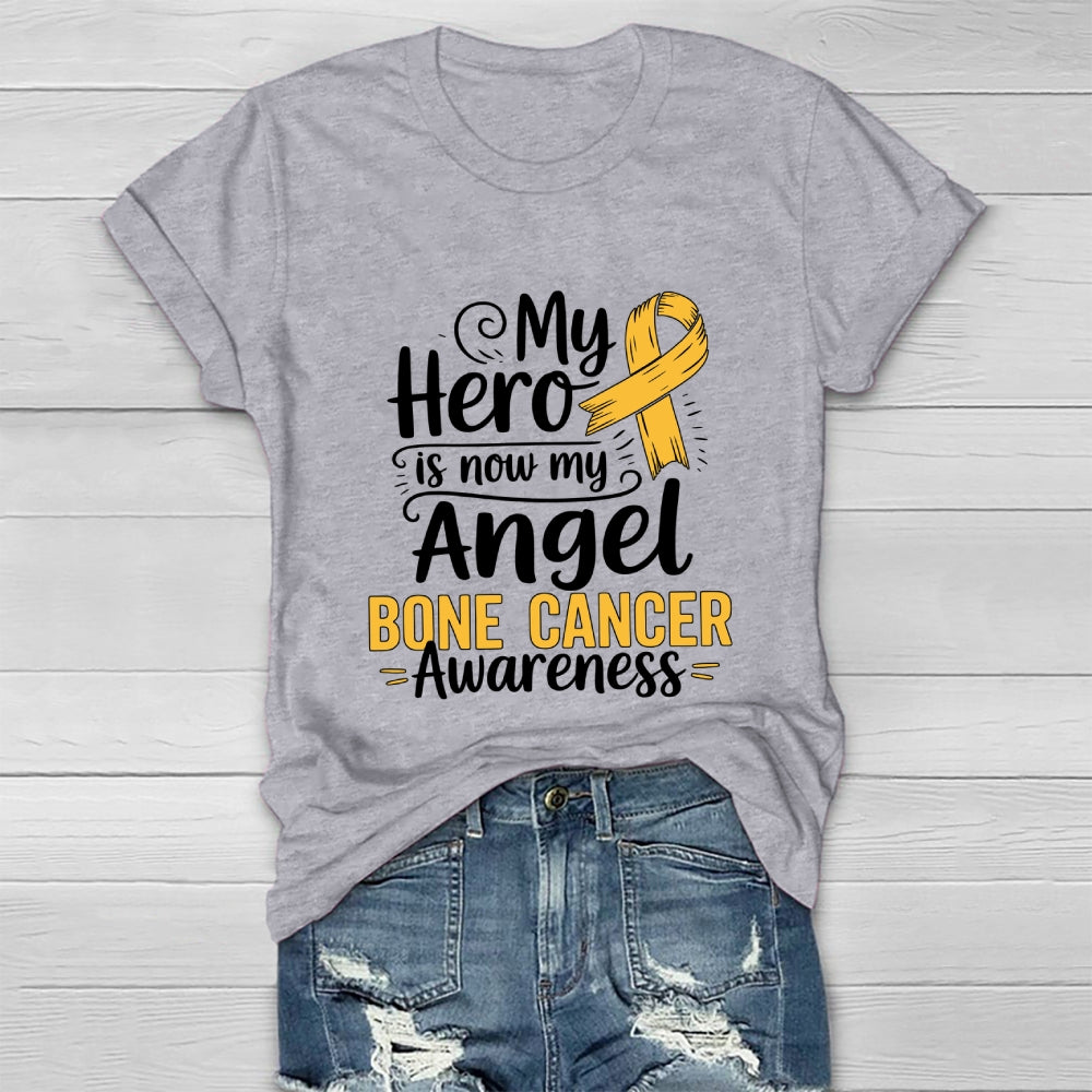 My Hero Is Now My Angel Bone Cancer Awareness Healthwear T-shirt