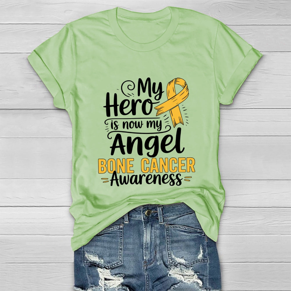 My Hero Is Now My Angel Bone Cancer Awareness Healthwear T-shirt