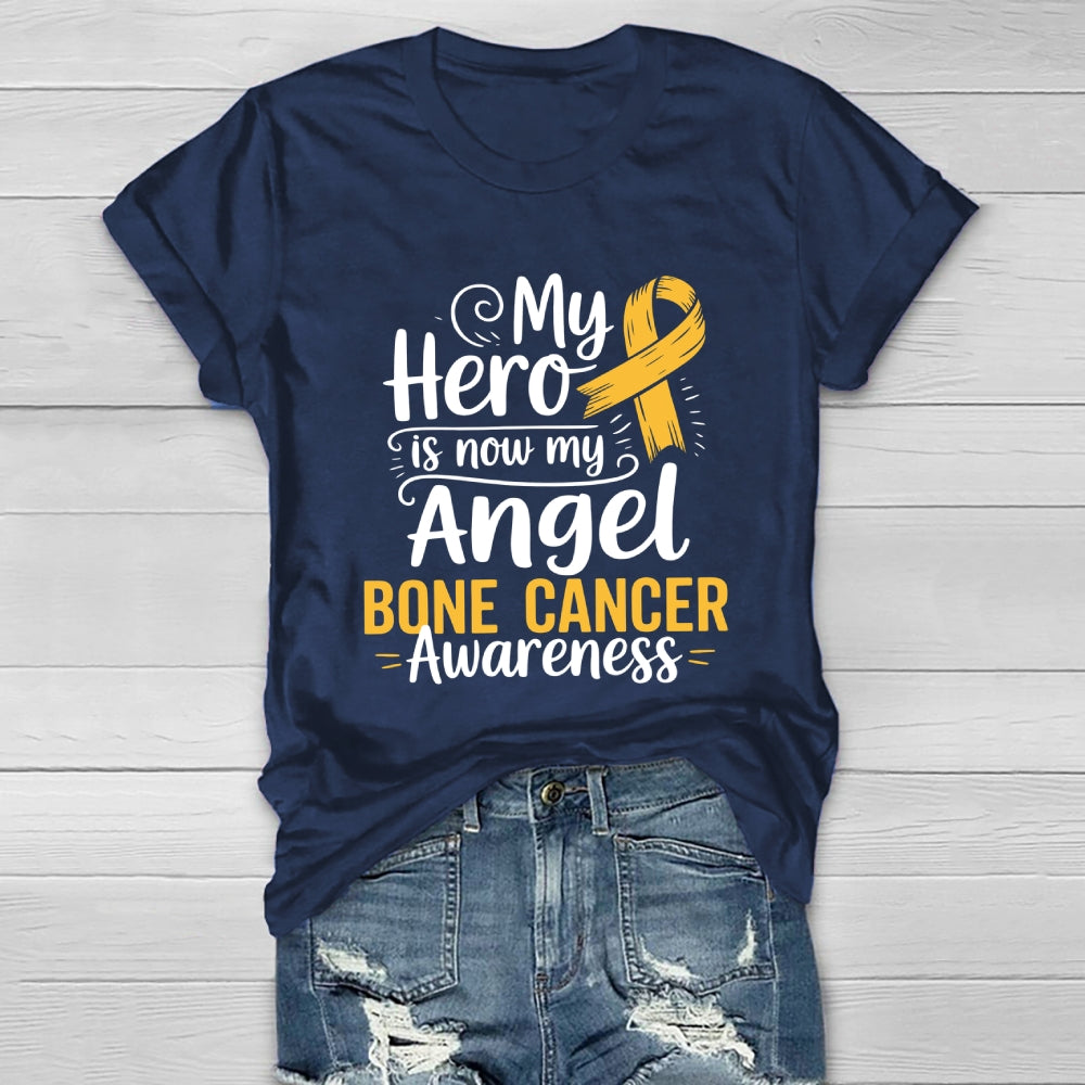 My Hero Is Now My Angel Bone Cancer Awareness Healthwear T-shirt