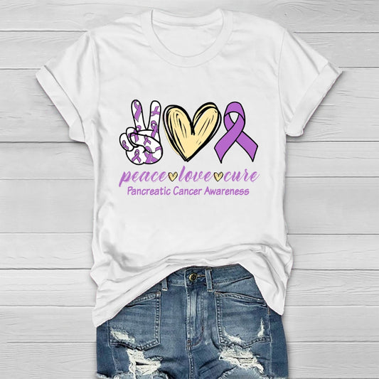 Peace Love Cure Pancreatic Cancer Awareness Healthwear T-shirt