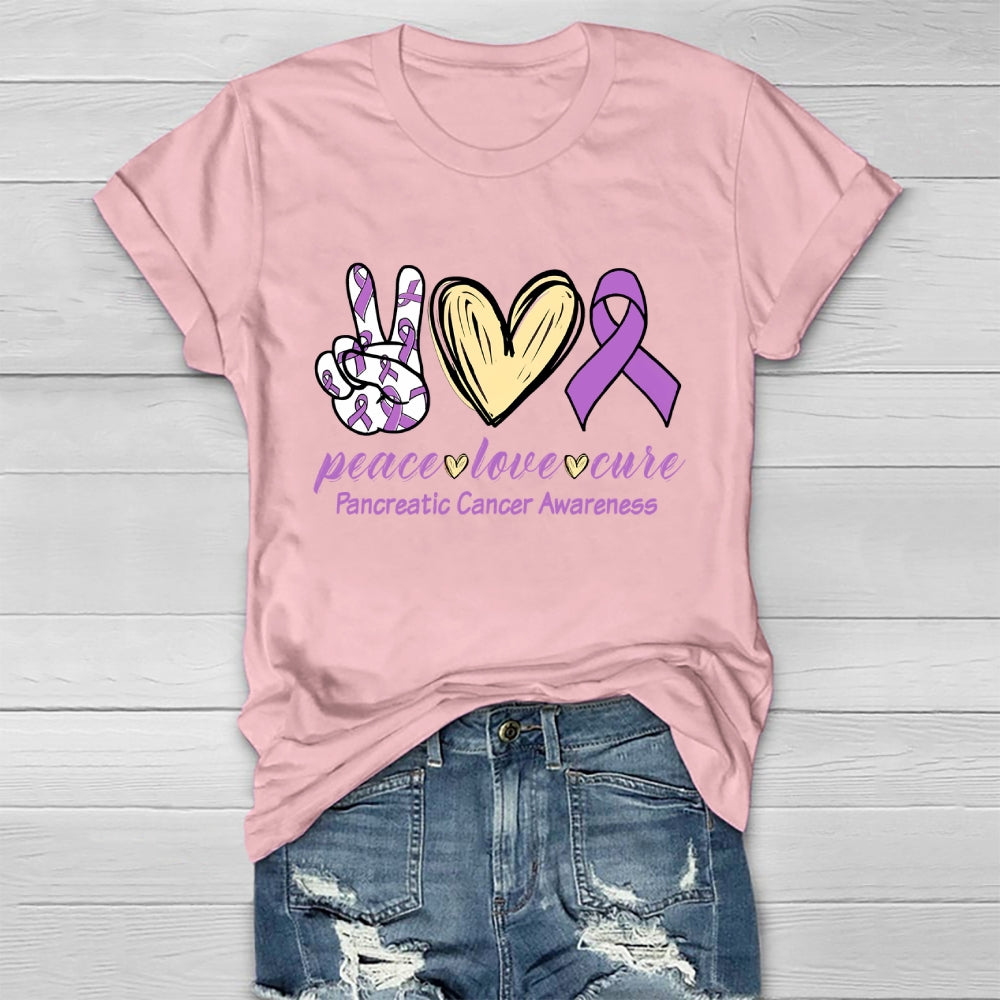 Peace Love Cure Pancreatic Cancer Awareness Healthwear T-shirt