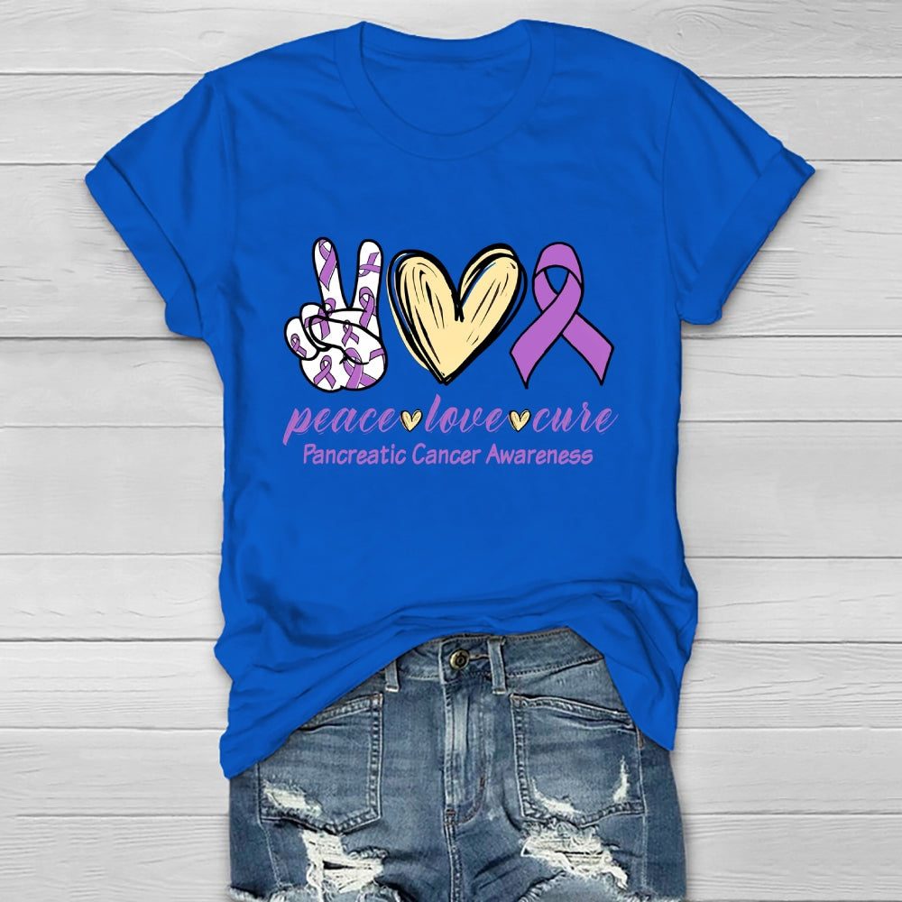 Peace Love Cure Pancreatic Cancer Awareness Healthwear T-shirt