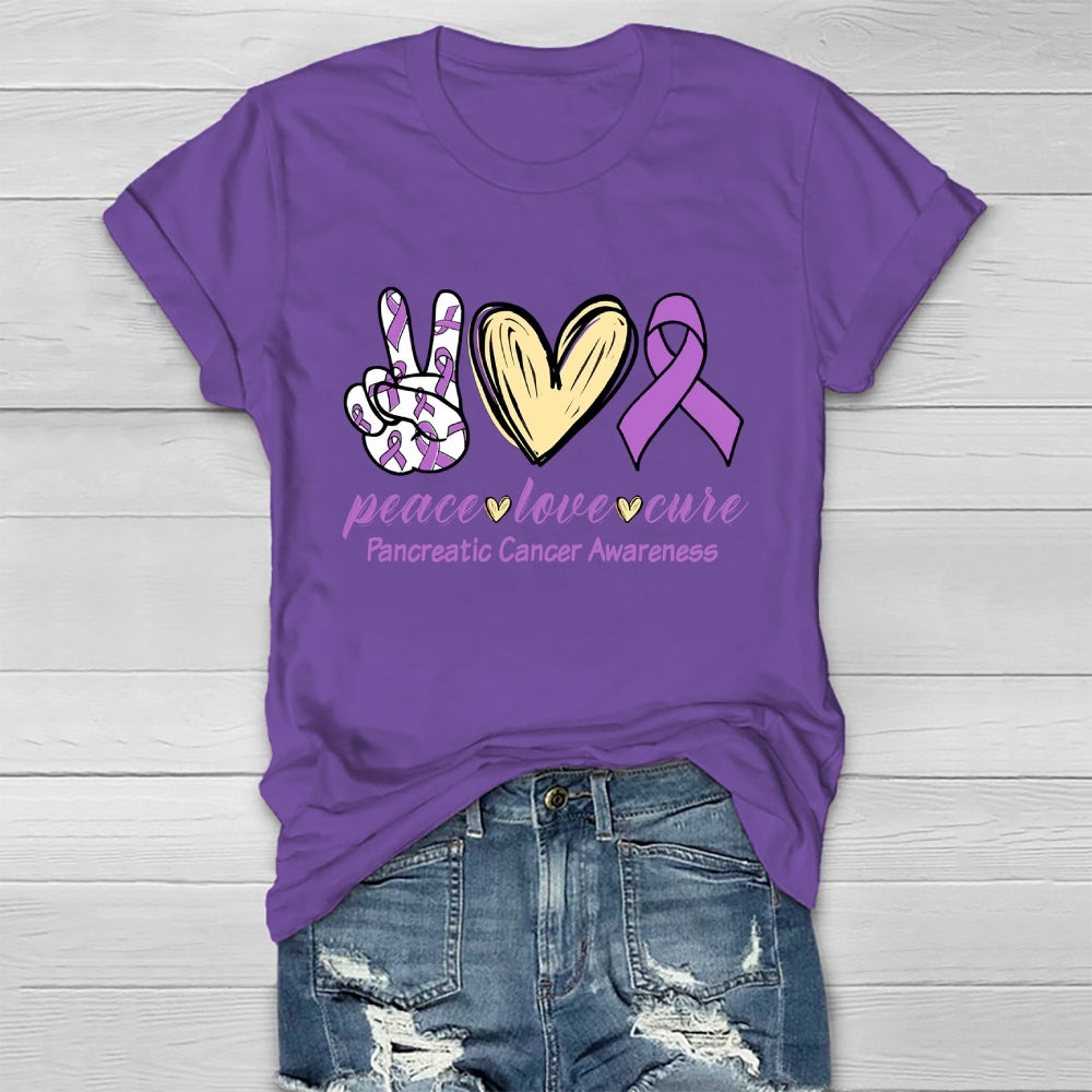 Peace Love Cure Pancreatic Cancer Awareness Healthwear T-shirt