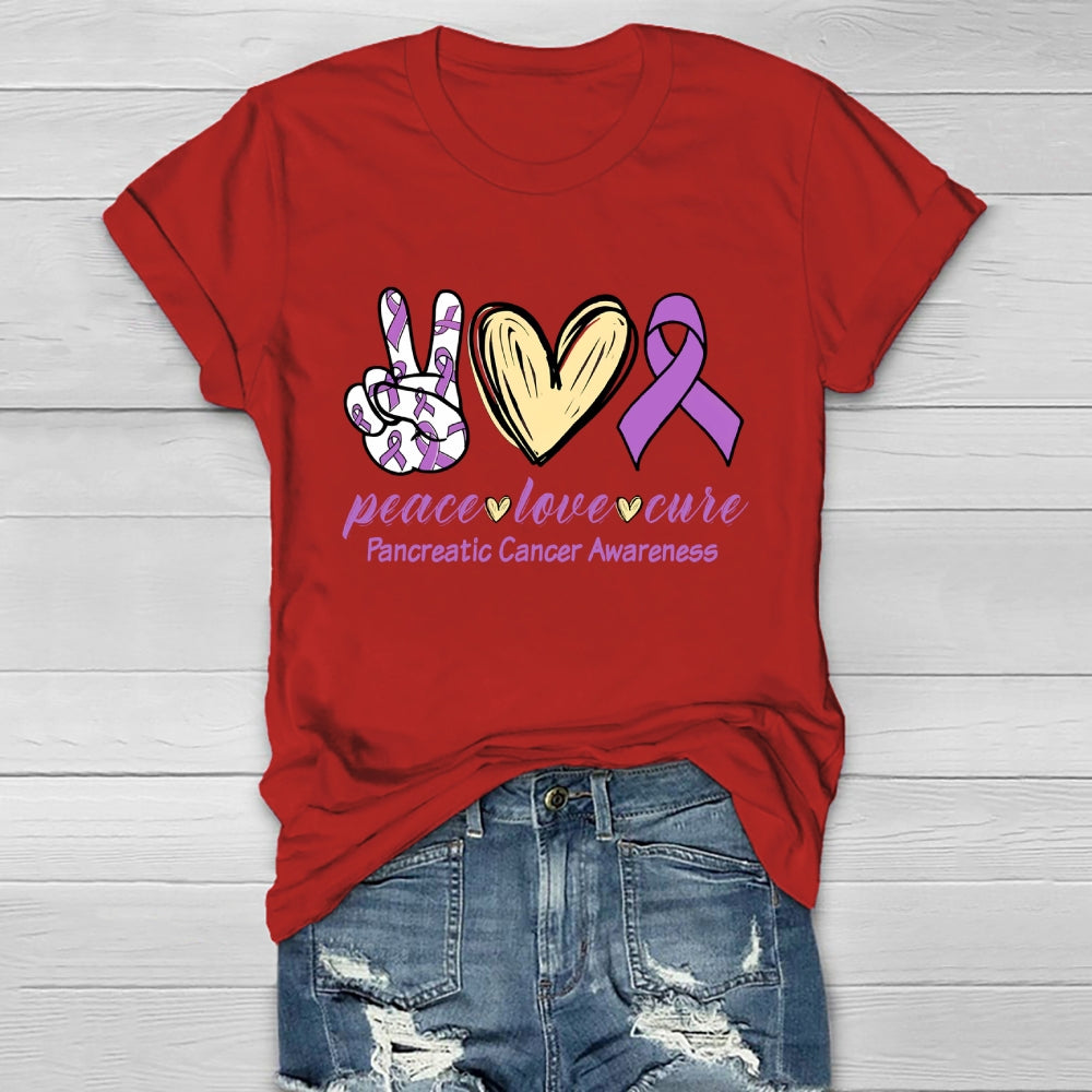 Peace Love Cure Pancreatic Cancer Awareness Healthwear T-shirt