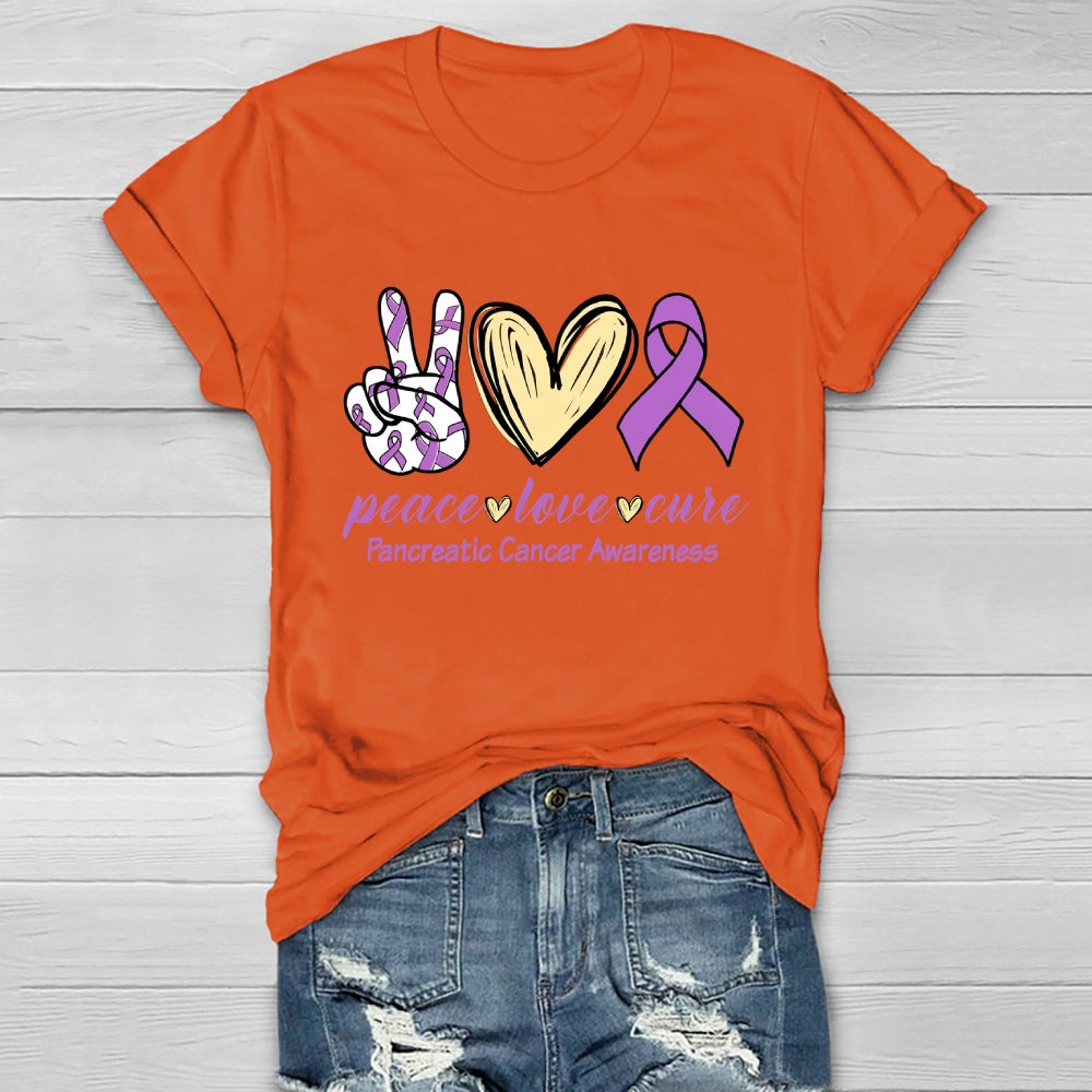 Peace Love Cure Pancreatic Cancer Awareness Healthwear T-shirt