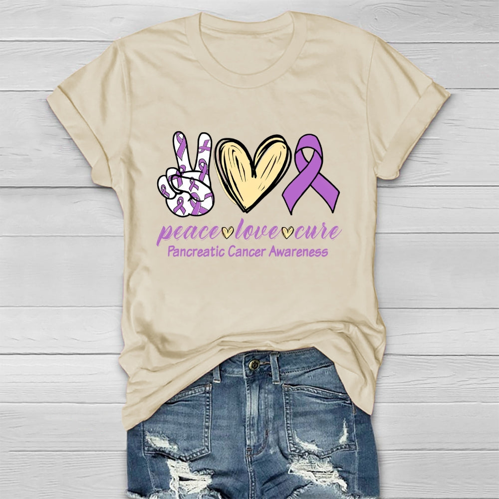 Peace Love Cure Pancreatic Cancer Awareness Healthwear T-shirt