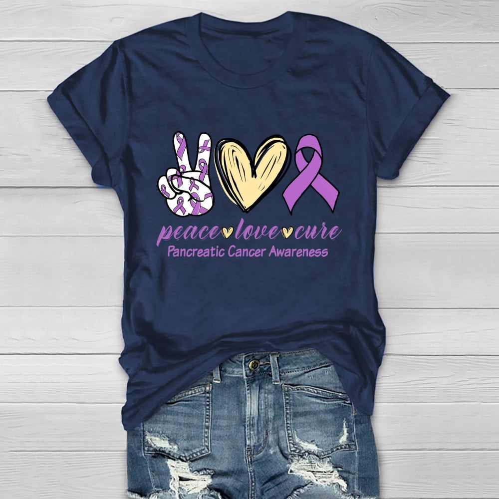 Peace Love Cure Pancreatic Cancer Awareness Healthwear T-shirt