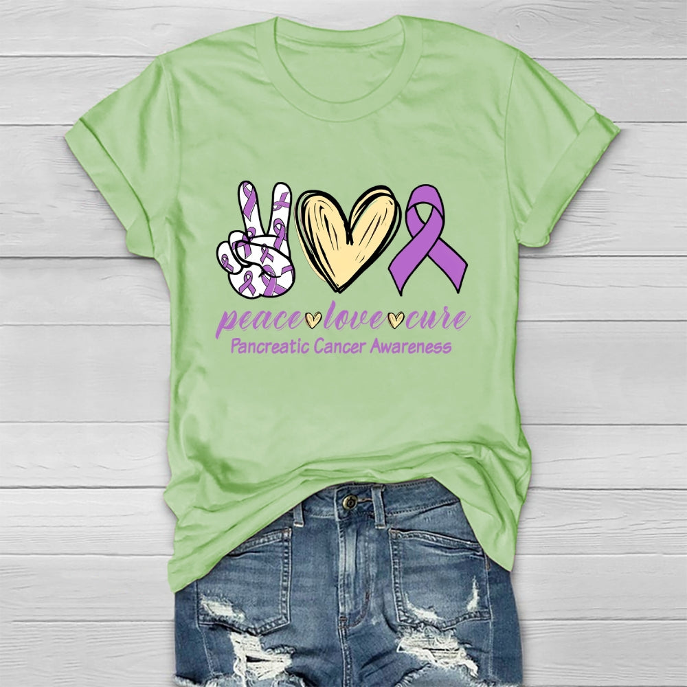 Peace Love Cure Pancreatic Cancer Awareness Healthwear T-shirt