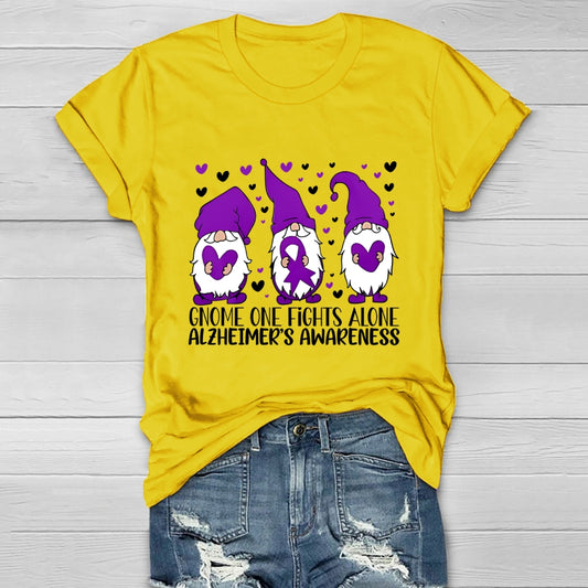 Gnome One Fights Alone Alzheimer Awareness Healthwear T-shirt