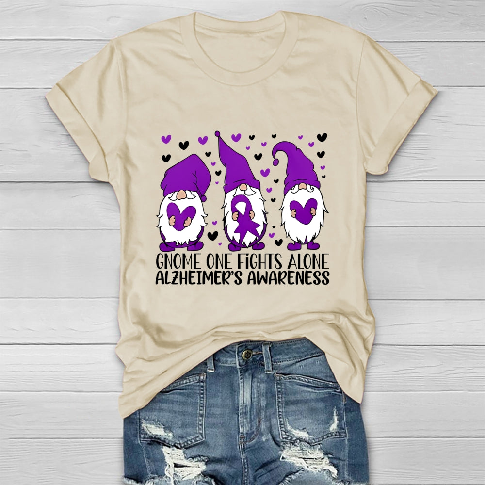 Gnome One Fights Alone Alzheimer Awareness Healthwear T-shirt