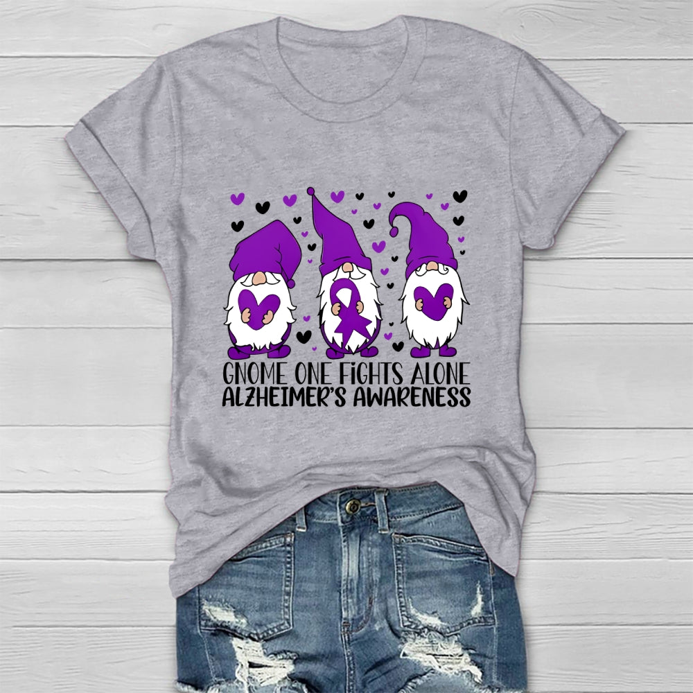 Gnome One Fights Alone Alzheimer Awareness Healthwear T-shirt