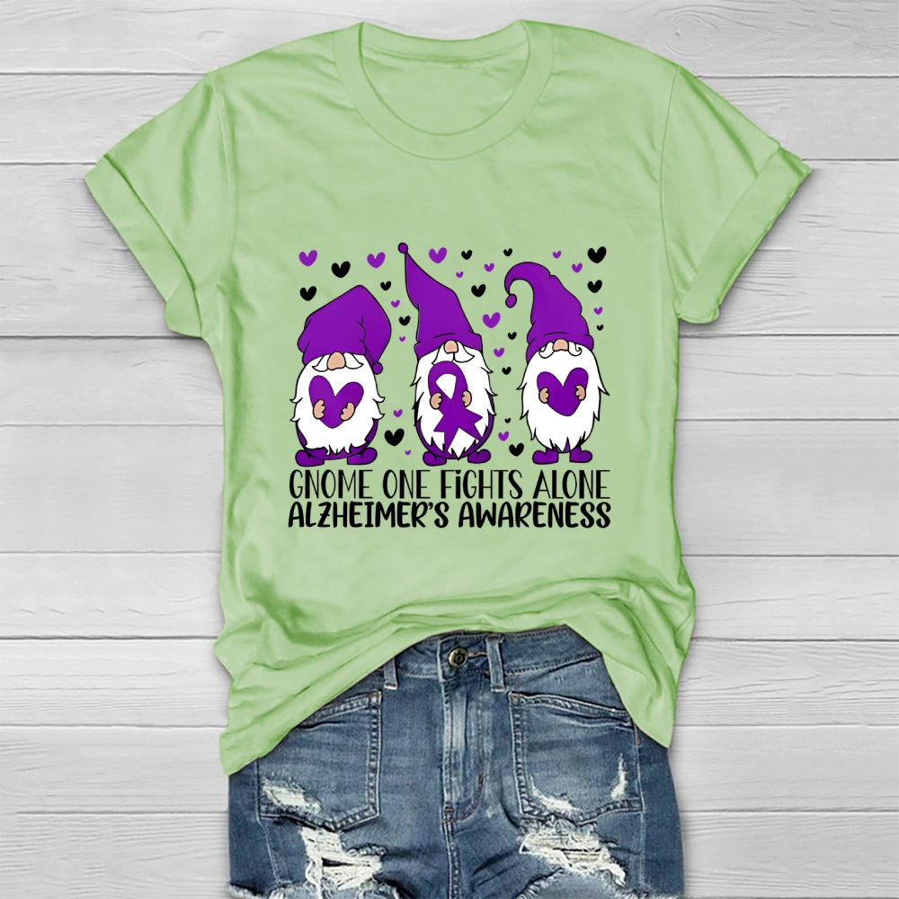 Gnome One Fights Alone Alzheimer Awareness Healthwear T-shirt