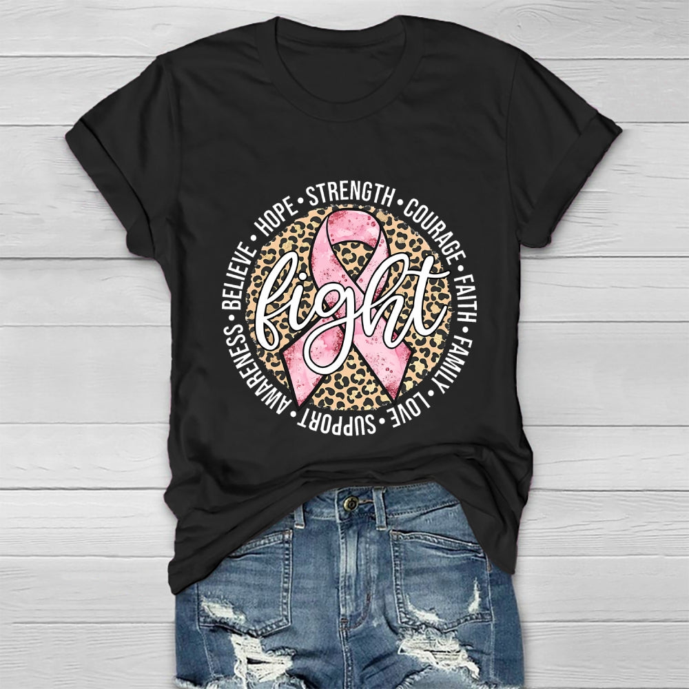 Breast Cancer Awareness Fight Hope  Pink Ribbon Healthwear T-shirt