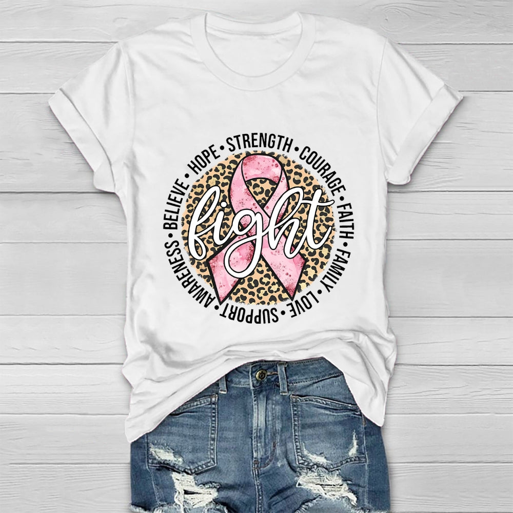 Breast Cancer Awareness Fight Hope  Pink Ribbon Healthwear T-shirt