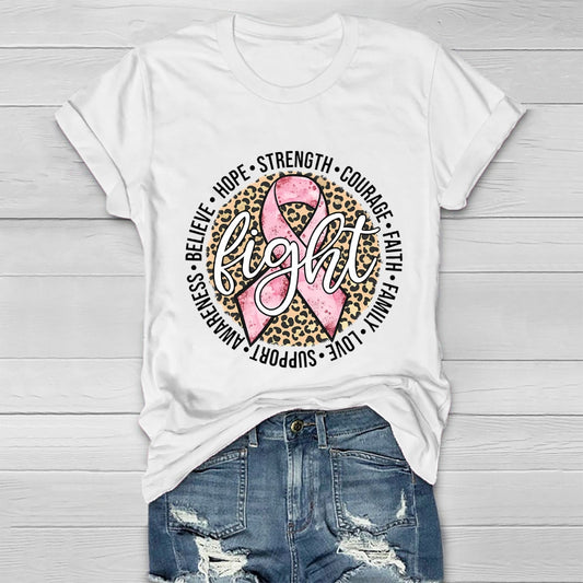 Breast Cancer Awareness Fight Hope  Pink Ribbon Healthwear T-shirt