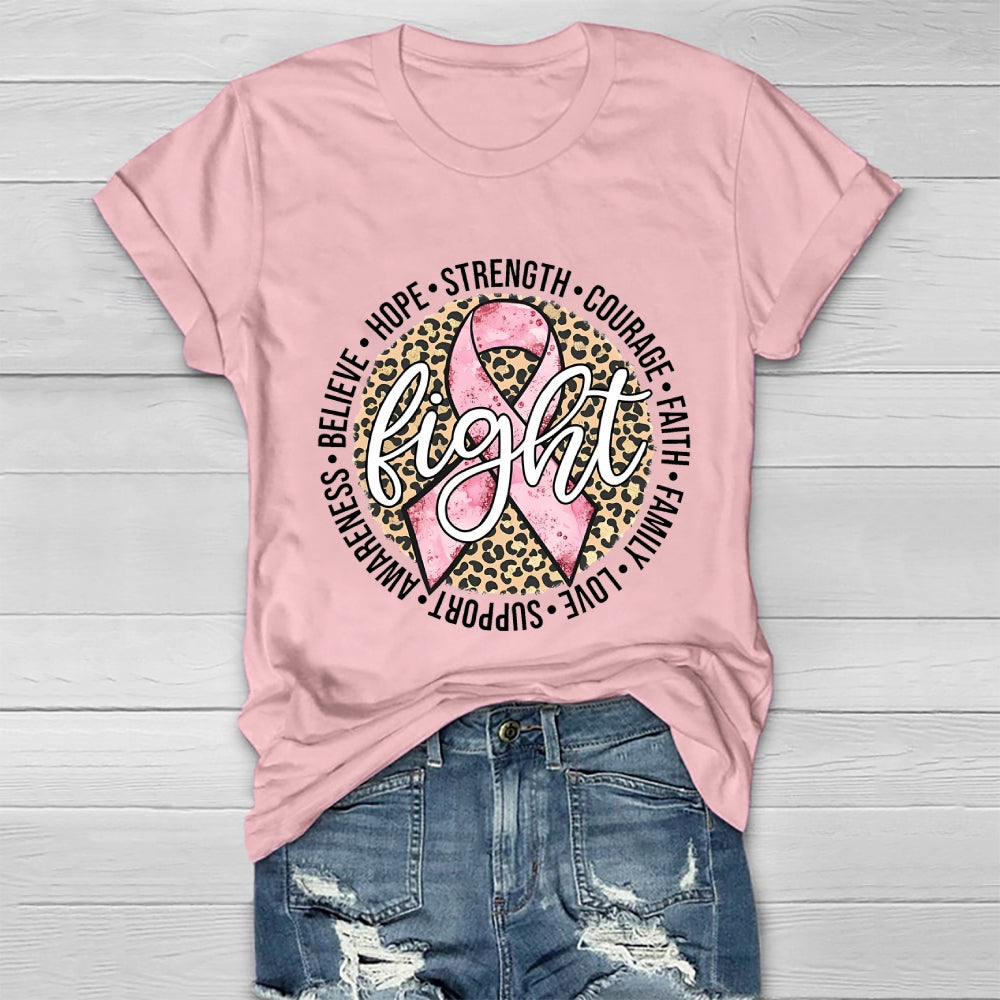 Breast Cancer Awareness Fight Hope  Pink Ribbon Healthwear T-shirt
