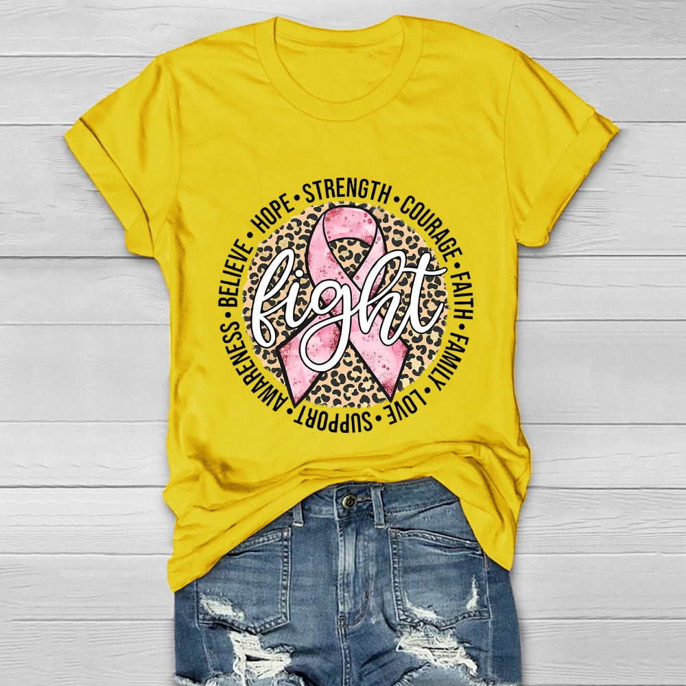 Breast Cancer Awareness Fight Hope  Pink Ribbon Healthwear T-shirt