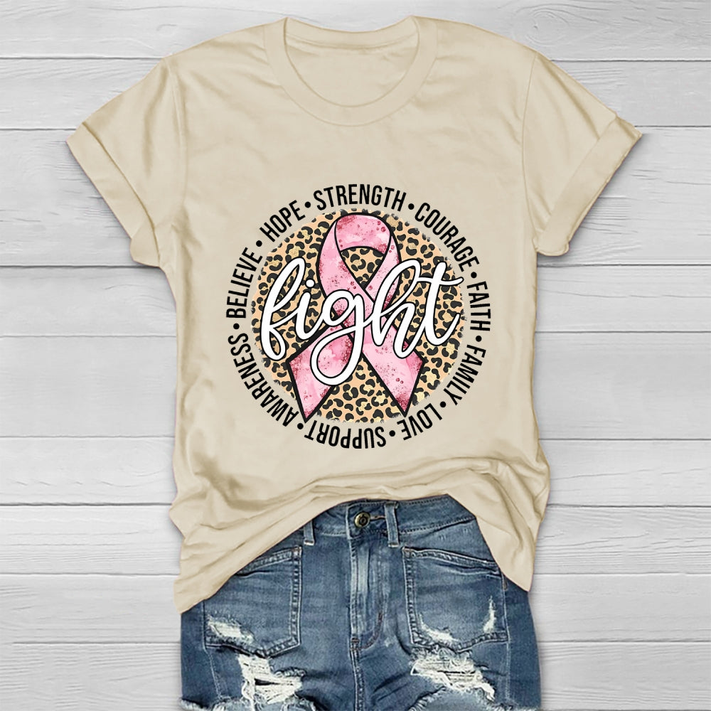 Breast Cancer Awareness Fight Hope  Pink Ribbon Healthwear T-shirt