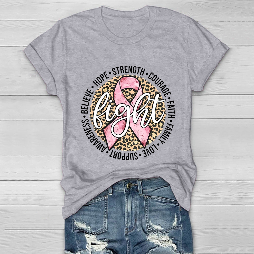 Breast Cancer Awareness Fight Hope  Pink Ribbon Healthwear T-shirt
