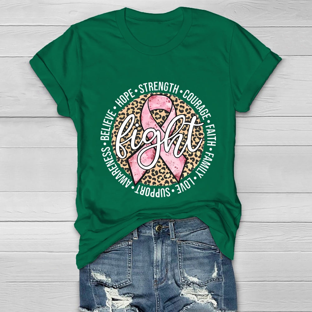 Breast Cancer Awareness Fight Hope  Pink Ribbon Healthwear T-shirt