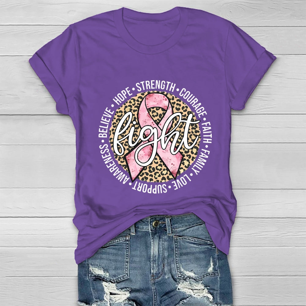 Breast Cancer Awareness Fight Hope  Pink Ribbon Healthwear T-shirt