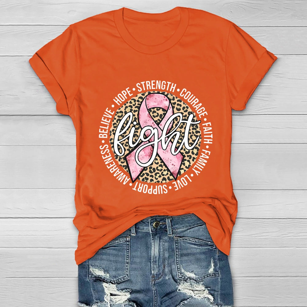 Breast Cancer Awareness Fight Hope  Pink Ribbon Healthwear T-shirt