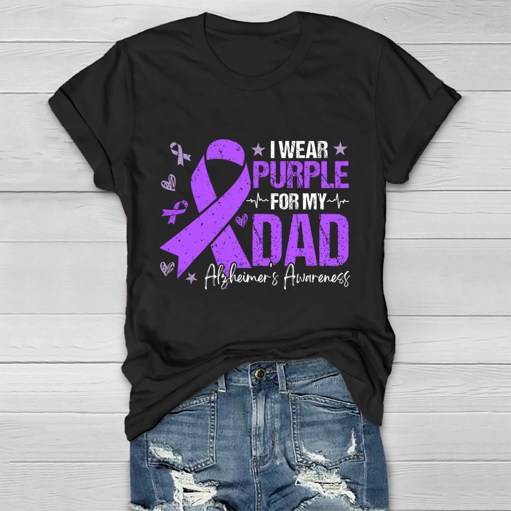 I Wear Purple For My Dad Shirt Alzheimer's Disease Awareness Healthwear T-shirt