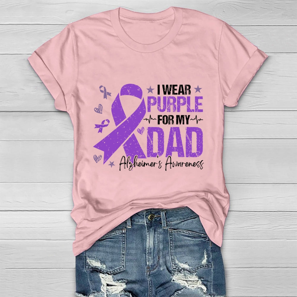 I Wear Purple For My Dad Shirt Alzheimer's Disease Awareness Healthwear T-shirt