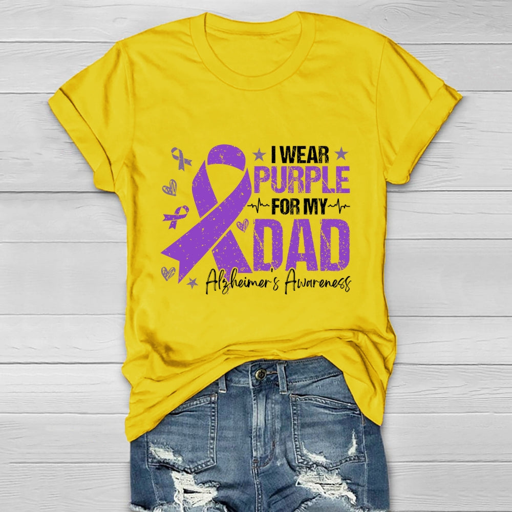 I Wear Purple For My Dad Shirt Alzheimer's Disease Awareness Healthwear T-shirt