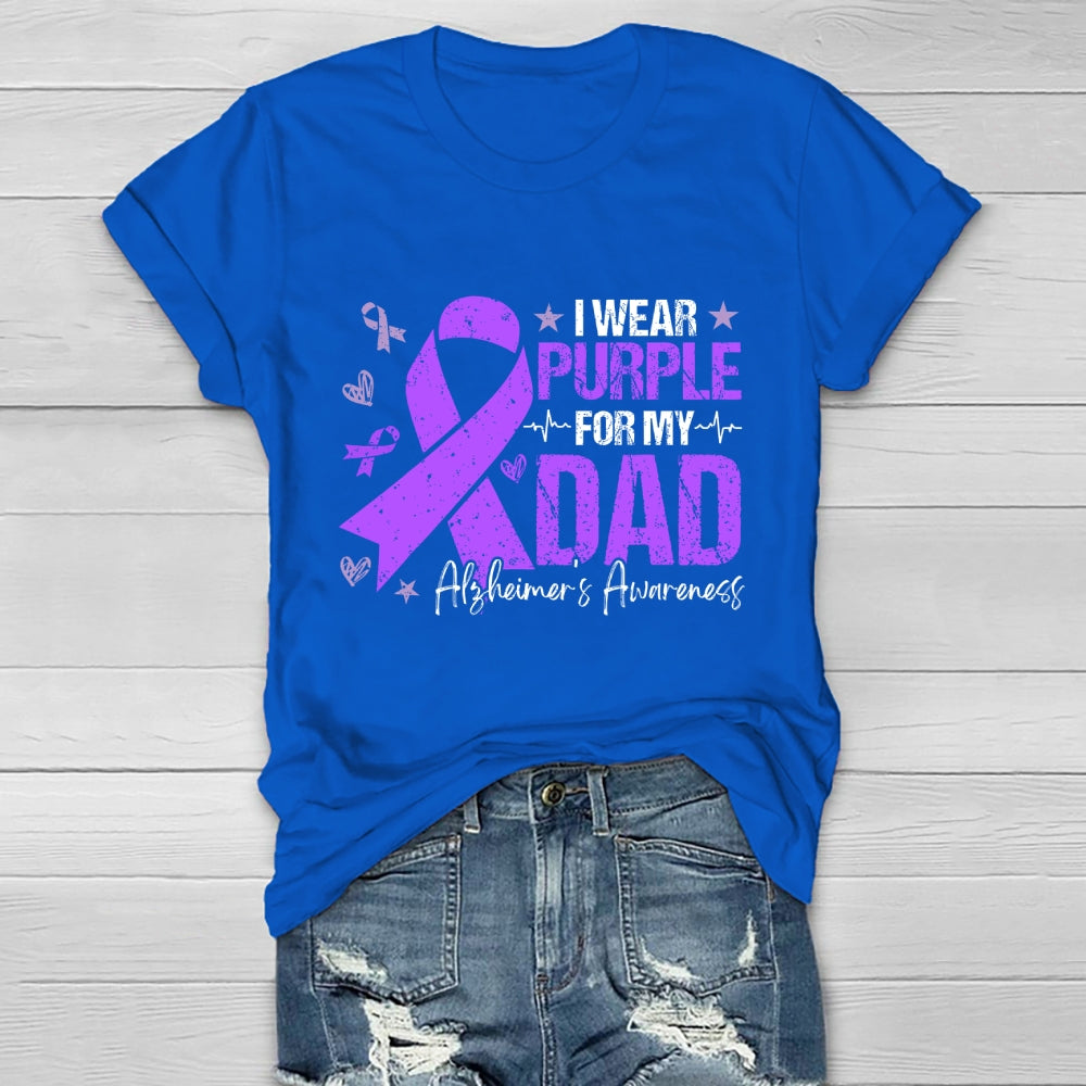 I Wear Purple For My Dad Shirt Alzheimer's Disease Awareness Healthwear T-shirt